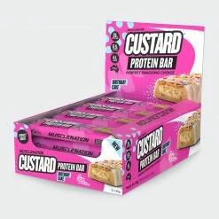 Muscle Nation CUSTARD Protein Bar - Birthday Cake - Box Of 12 30% EOFY SALE