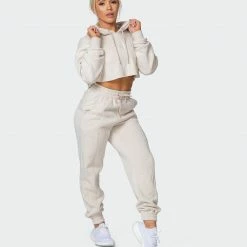 Muscle Nation Welcome To The Club Lounge Cropped Hoodie - Almond 15 Muscle Nation Welcome To The Club Lounge Cropped Hoodie - Almond