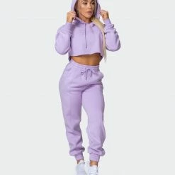 Muscle Nation Lounge Cropped Hoodie - Lilac Welcome To The Club 15 Muscle Nation Lounge Cropped Hoodie - Lilac Welcome To The Club