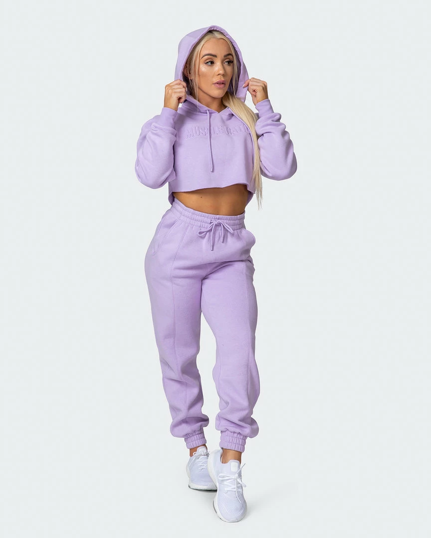 Muscle Nation Lounge Cropped Hoodie - Lilac Welcome To The Club 9 Muscle Nation Lounge Cropped Hoodie - Lilac Welcome To The Club