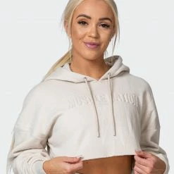 Muscle Nation Welcome To The Club Lounge Cropped Hoodie - Almond