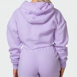Muscle Nation Lounge Cropped Hoodie - Lilac Welcome To The Club 14 Muscle Nation Lounge Cropped Hoodie - Lilac Welcome To The Club