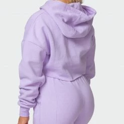 Muscle Nation Lounge Cropped Hoodie - Lilac Welcome To The Club 13 Muscle Nation Lounge Cropped Hoodie - Lilac Welcome To The Club