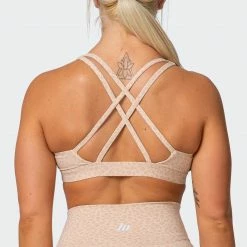 Muscle Nation Welcome To The Club All-Star Deep V Bra - Brown Sugar Mini Cheetah Print