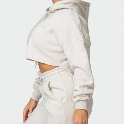 Muscle Nation Welcome To The Club Lounge Cropped Hoodie - Almond 12 Muscle Nation Welcome To The Club Lounge Cropped Hoodie - Almond