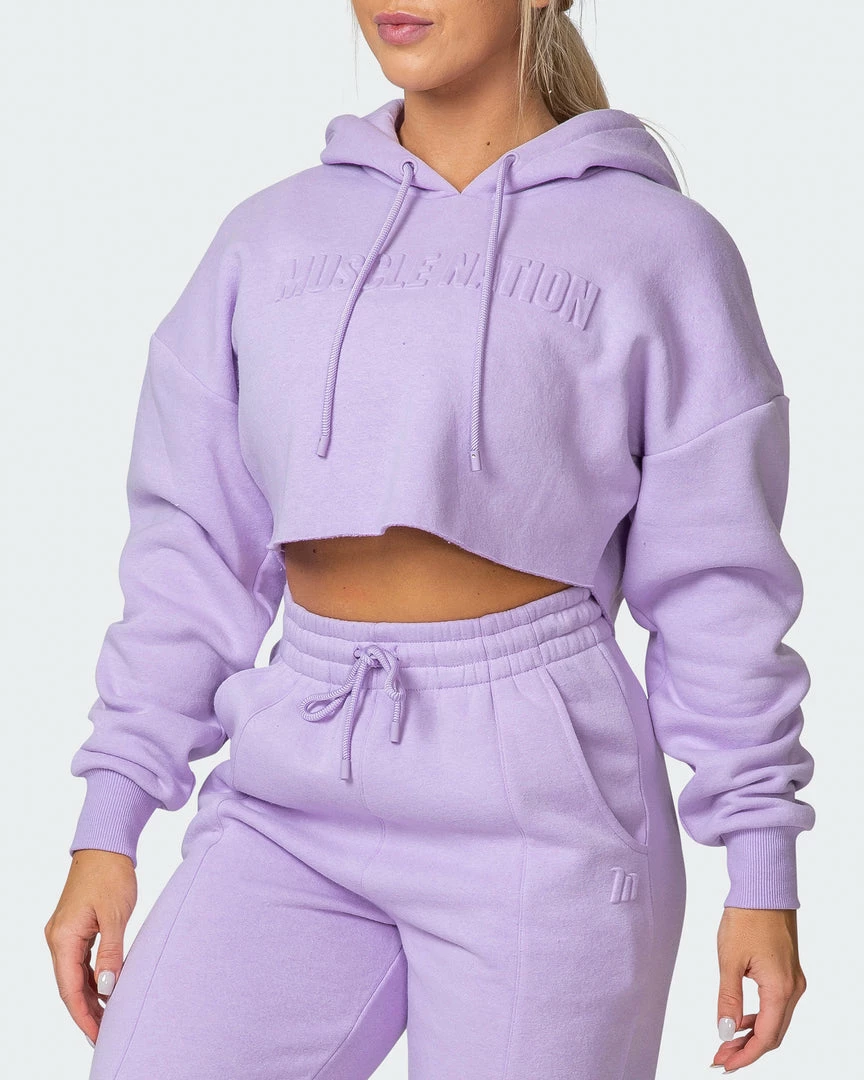 Muscle Nation Lounge Cropped Hoodie - Lilac Welcome To The Club 5 Muscle Nation Lounge Cropped Hoodie - Lilac Welcome To The Club