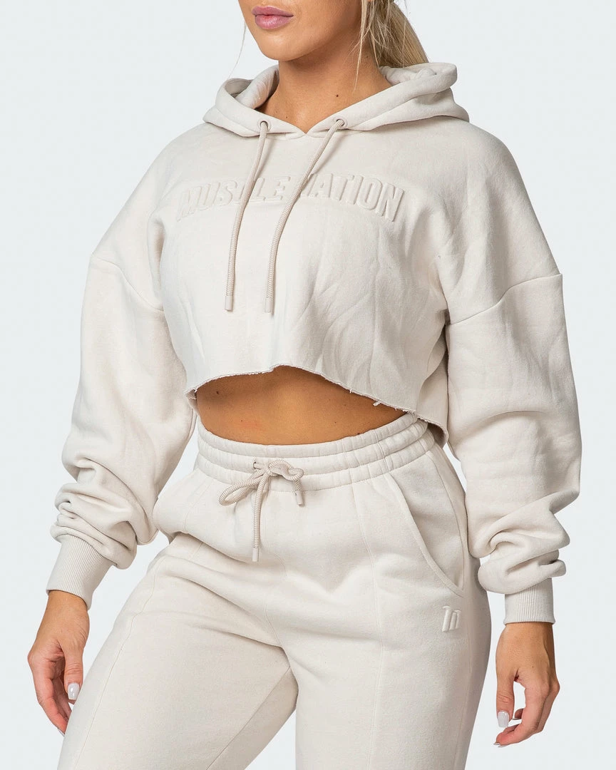 Muscle Nation Welcome To The Club Lounge Cropped Hoodie - Almond 5 Muscle Nation Welcome To The Club Lounge Cropped Hoodie - Almond