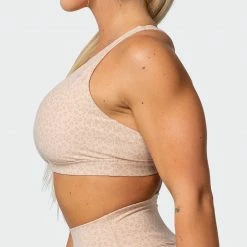 Muscle Nation Welcome To The Club All-Star Deep V Bra - Brown Sugar Mini Cheetah Print