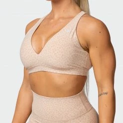 Muscle Nation Welcome To The Club All-Star Deep V Bra - Brown Sugar Mini Cheetah Print