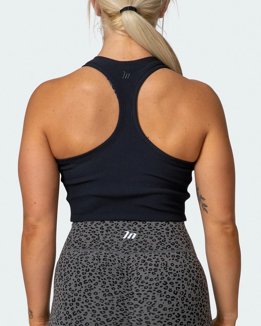 Muscle Nation Classic Rib Cropped Tank - Black Welcome To The Club 8 Muscle Nation Classic Rib Cropped Tank - Black Welcome To The Club