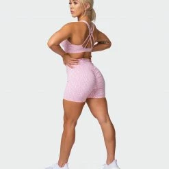 Muscle Nation Signature Scrunch Midway Shorts - Rose Quartz Mini Cheetah Print Welcome To The Club 15 Muscle Nation Signature Scrunch Midway Shorts - Rose Quartz Mini Cheetah Print Welcome To The Club