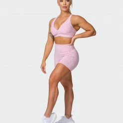 Muscle Nation All-Star Deep V Bra - Rose Quartz Mini Cheetah Print Welcome To The Club