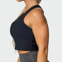 Muscle Nation Classic Rib Cropped Tank - Black Welcome To The Club 12 Muscle Nation Classic Rib Cropped Tank - Black Welcome To The Club