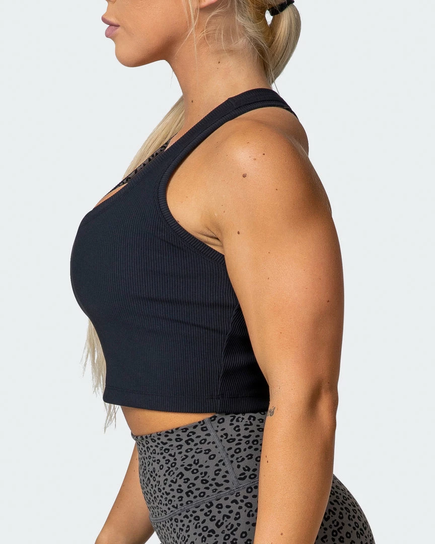 Muscle Nation Classic Rib Cropped Tank - Black Welcome To The Club 6 Muscle Nation Classic Rib Cropped Tank - Black Welcome To The Club