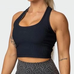 Muscle Nation Classic Rib Cropped Tank - Black Welcome To The Club 11 Muscle Nation Classic Rib Cropped Tank - Black Welcome To The Club