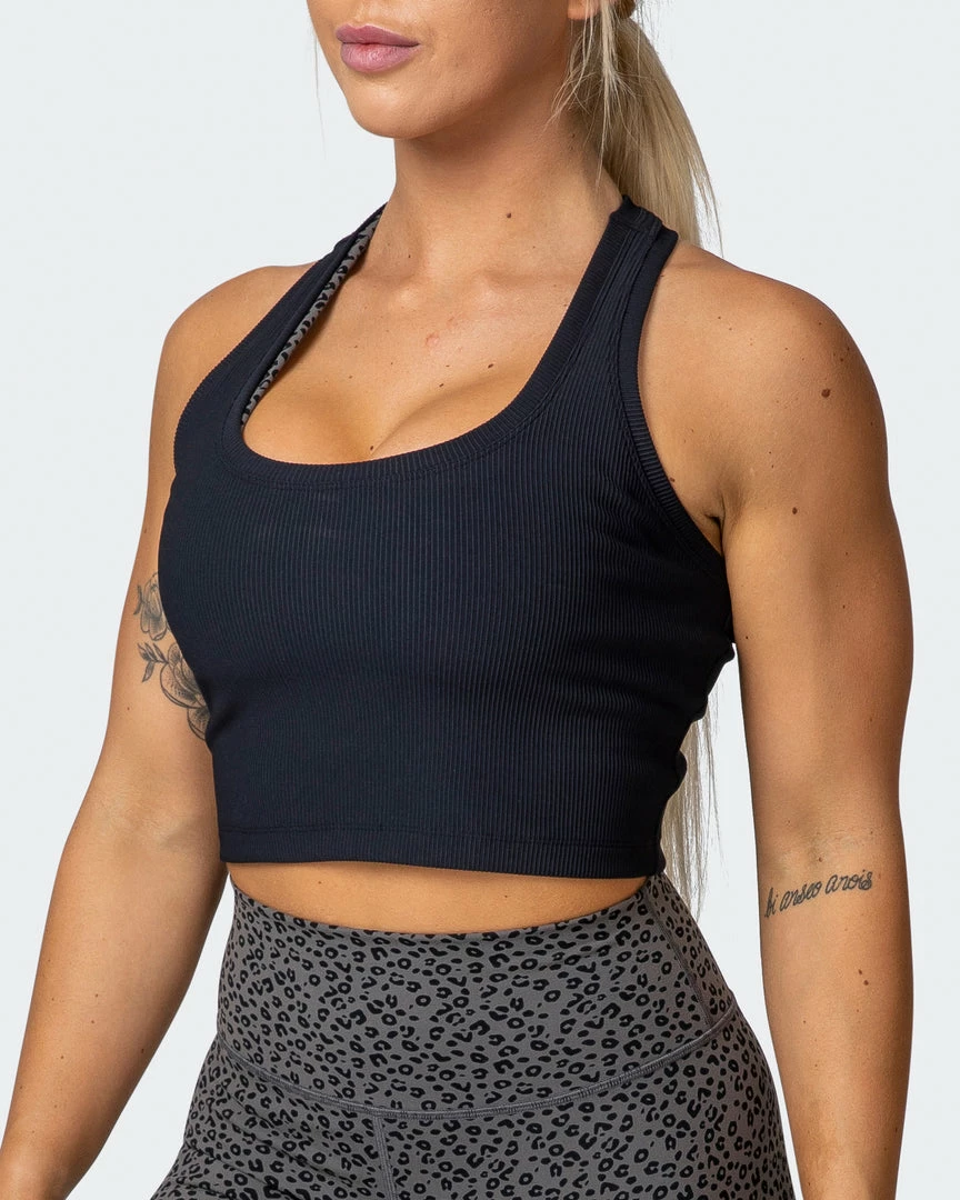 Muscle Nation Classic Rib Cropped Tank - Black Welcome To The Club 5 Muscle Nation Classic Rib Cropped Tank - Black Welcome To The Club