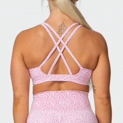 Muscle Nation All-Star Deep V Bra - Rose Quartz Mini Cheetah Print Welcome To The Club