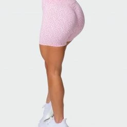 Muscle Nation Signature Scrunch Midway Shorts - Rose Quartz Mini Cheetah Print Welcome To The Club 13 Muscle Nation Signature Scrunch Midway Shorts - Rose Quartz Mini Cheetah Print Welcome To The Club