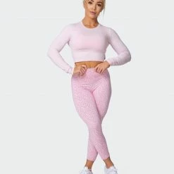 Muscle Nation MN Everyday Cropped Long Sleeve Top - Rose Quartz Welcome To The Club