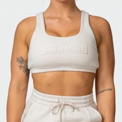 Muscle Nation Lounge Crop - Almond Welcome To The Club