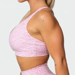 Muscle Nation All-Star Deep V Bra - Rose Quartz Mini Cheetah Print Welcome To The Club