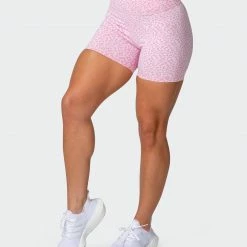 Muscle Nation Signature Scrunch Midway Shorts - Rose Quartz Mini Cheetah Print Welcome To The Club 11 Muscle Nation Signature Scrunch Midway Shorts - Rose Quartz Mini Cheetah Print Welcome To The Club