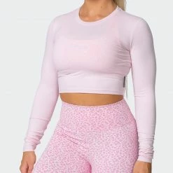 Muscle Nation MN Everyday Cropped Long Sleeve Top - Rose Quartz Welcome To The Club