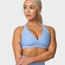 Muscle Nation All-Star Deep V Bra - Periwinkle Mini Cheetah Print Welcome To The Club