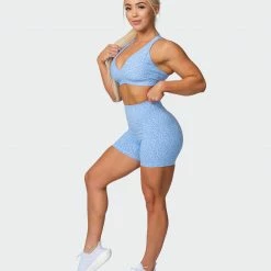 Muscle Nation All-Star Deep V Bra - Periwinkle Mini Cheetah Print Welcome To The Club