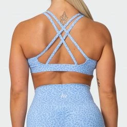 Muscle Nation All-Star Deep V Bra - Periwinkle Mini Cheetah Print Welcome To The Club