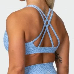 Muscle Nation All-Star Deep V Bra - Periwinkle Mini Cheetah Print Welcome To The Club