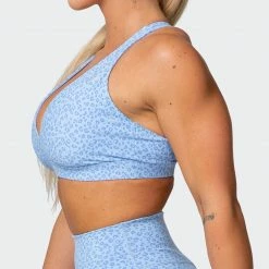 Muscle Nation All-Star Deep V Bra - Periwinkle Mini Cheetah Print Welcome To The Club