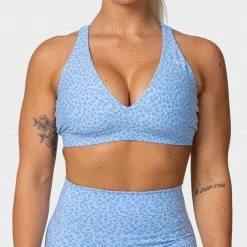 Muscle Nation All-Star Deep V Bra - Periwinkle Mini Cheetah Print Welcome To The Club
