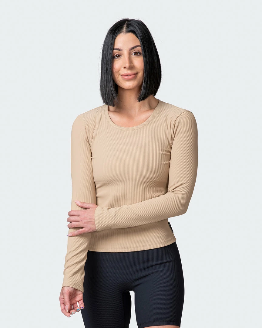 Muscle Nation Classic Ribbed Long Sleeve Top - Brown Sugar 3 Muscle Nation Classic Ribbed Long Sleeve Top - Brown Sugar