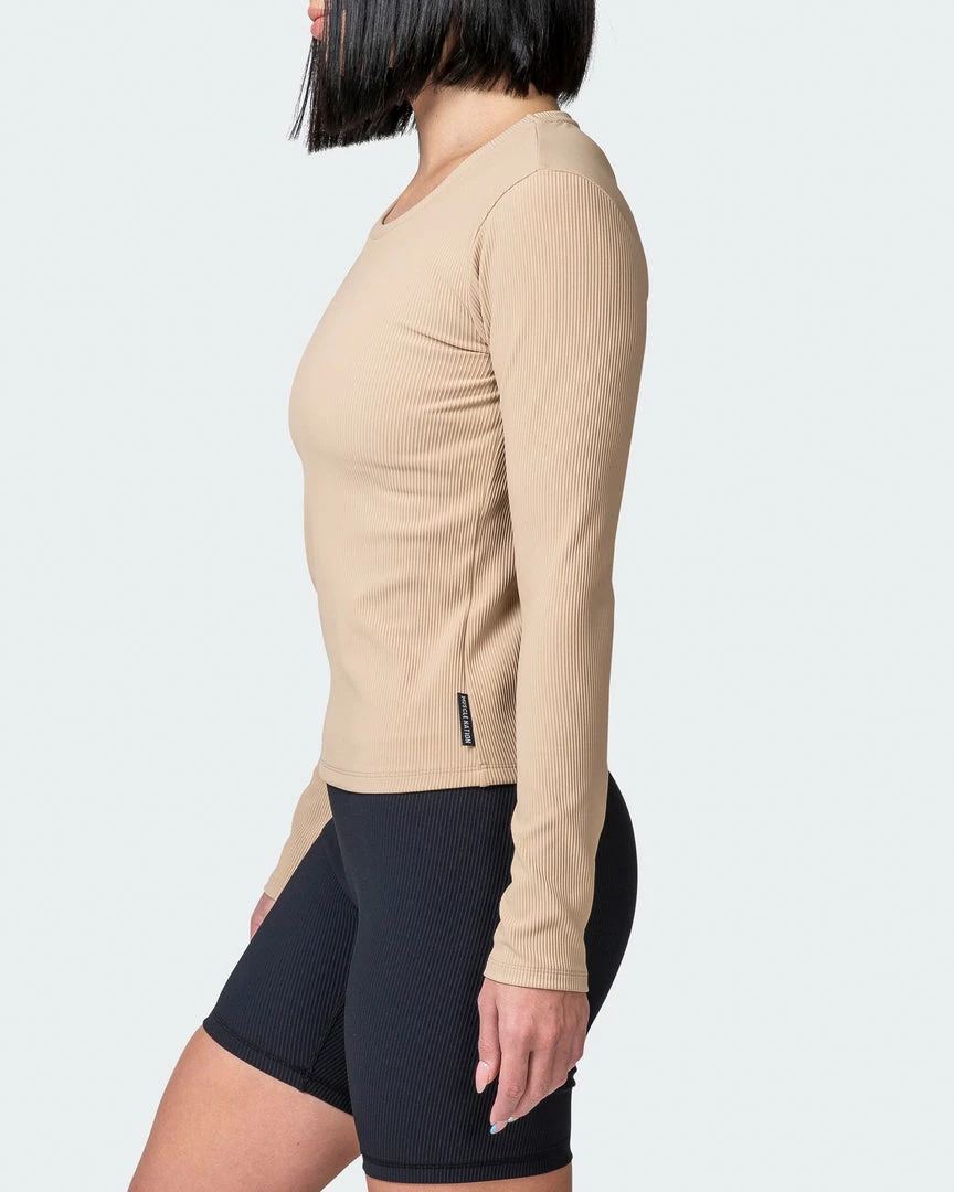 Muscle Nation Classic Ribbed Long Sleeve Top - Brown Sugar 6 Muscle Nation Classic Ribbed Long Sleeve Top - Brown Sugar