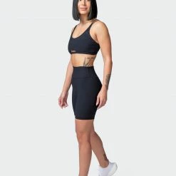 Muscle Nation Zero Rise Rib Bike Shorts - Black