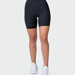 Muscle Nation Zero Rise Rib Bike Shorts - Black