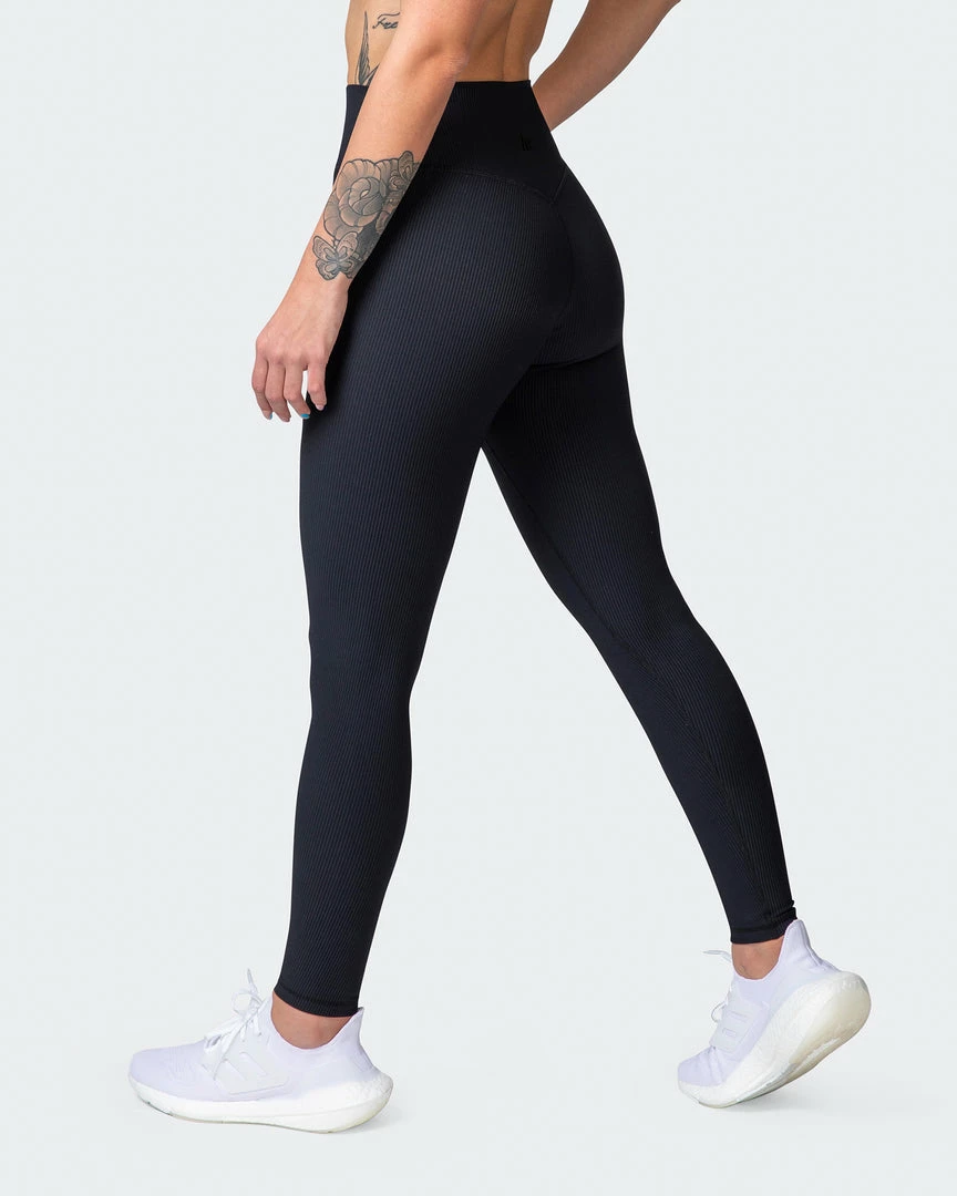 Muscle Nation Welcome To The Club Zero Rise Rib Ankle Length Leggings - Black 5 Muscle Nation Welcome To The Club Zero Rise Rib Ankle Length Leggings - Black