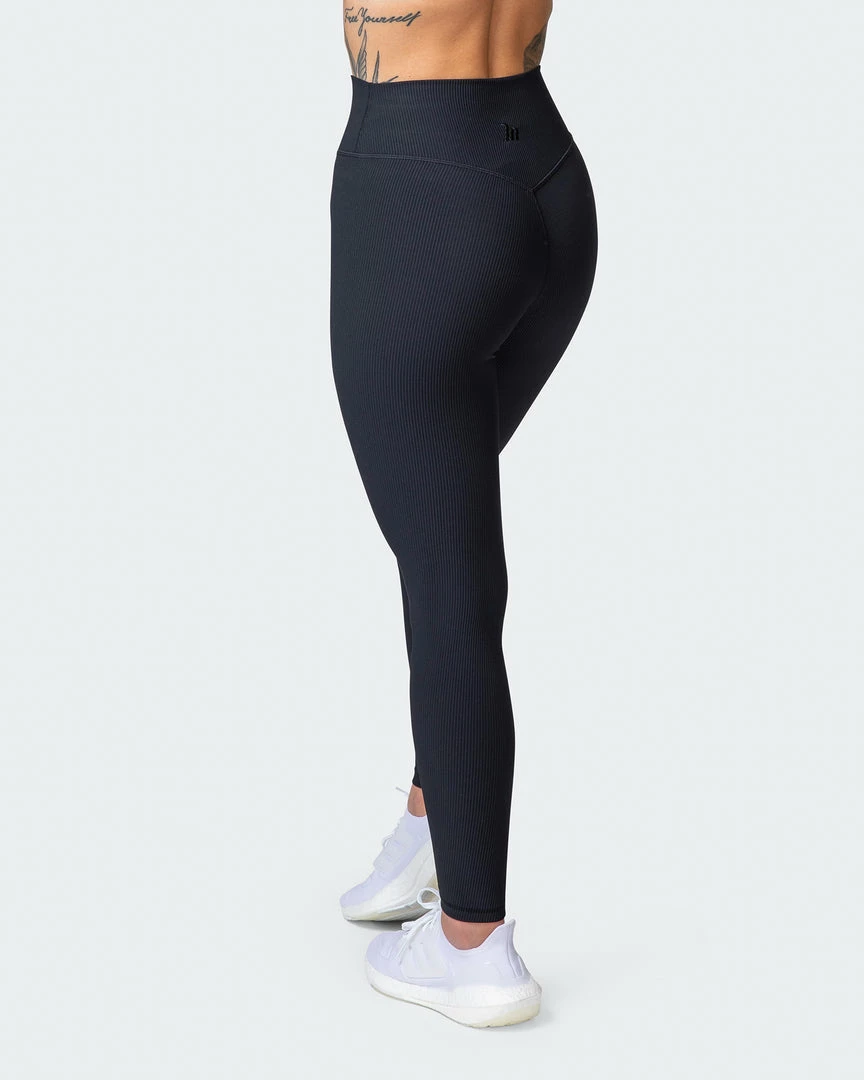 Muscle Nation Welcome To The Club Zero Rise Rib Ankle Length Leggings - Black 7 Muscle Nation Welcome To The Club Zero Rise Rib Ankle Length Leggings - Black