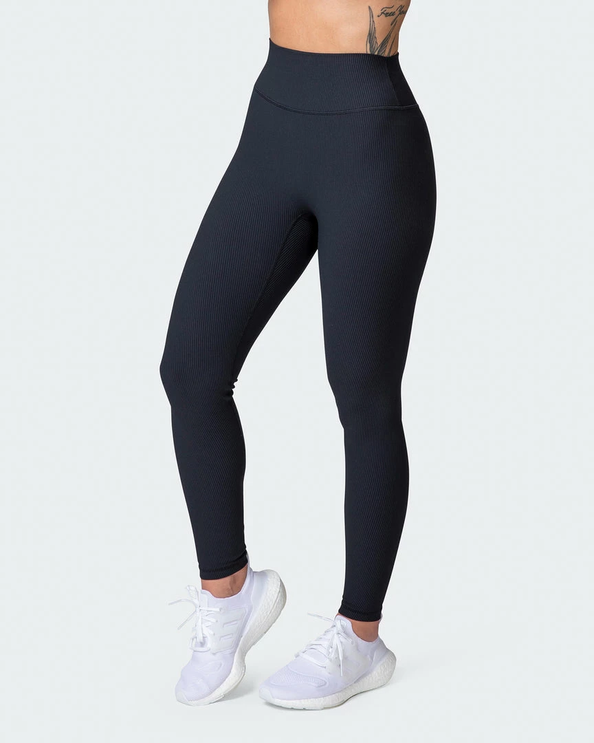 Muscle Nation Welcome To The Club Zero Rise Rib Ankle Length Leggings - Black 3 Muscle Nation Welcome To The Club Zero Rise Rib Ankle Length Leggings - Black