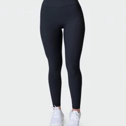 Muscle Nation Welcome To The Club Zero Rise Rib Ankle Length Leggings - Black