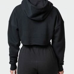 Muscle Nation Lounge Cropped Hoodie - Black Welcome To The Club