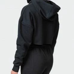 Muscle Nation Lounge Cropped Hoodie - Black Welcome To The Club