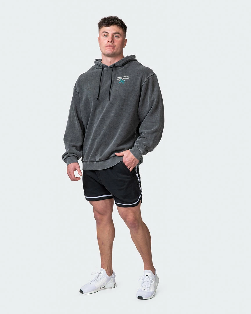 Muscle Nation Welcome To The Club Mens MN Club Oversized Vintage Hoodie - Washed Black 9 Muscle Nation Welcome To The Club Mens MN Club Oversized Vintage Hoodie - Washed Black