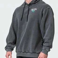 Muscle Nation Welcome To The Club Mens MN Club Oversized Vintage Hoodie - Washed Black 11 Muscle Nation Welcome To The Club Mens MN Club Oversized Vintage Hoodie - Washed Black