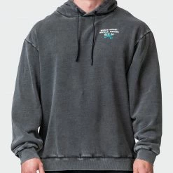 Muscle Nation Welcome To The Club Mens MN Club Oversized Vintage Hoodie - Washed Black