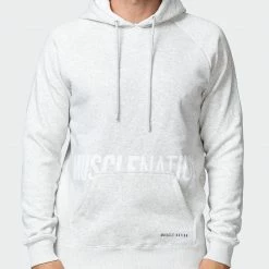 Muscle Nation Classic Hoodie - White Marl Welcome To The Club