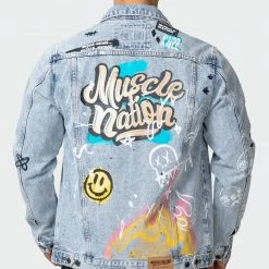 Muscle Nation Welcome To The Club Unisex Limited Edition Denim Jacket - Washed Denim