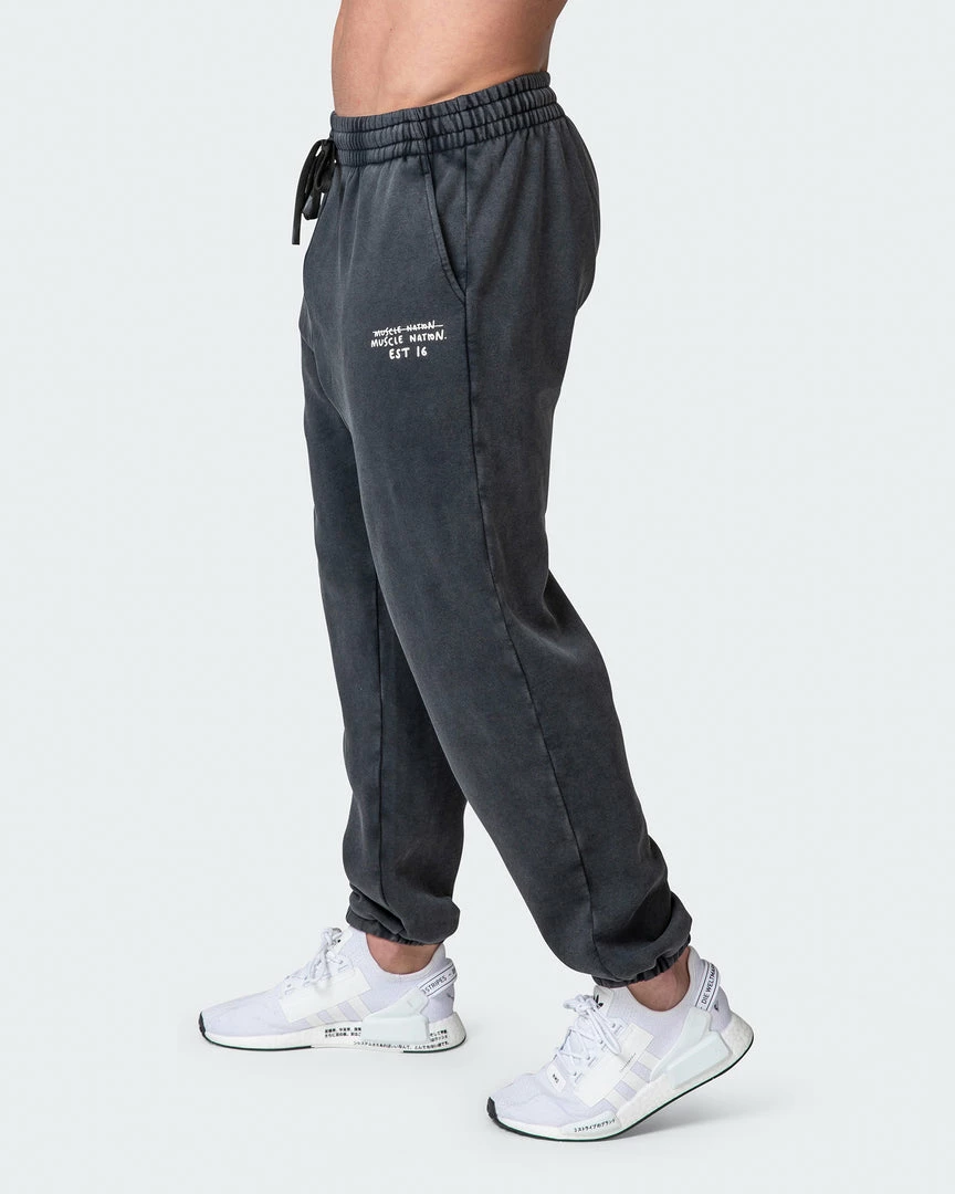 Muscle Nation Welcome To The Club Mens MN Club Vintage Trackies - Washed Black 6 Muscle Nation Welcome To The Club Mens MN Club Vintage Trackies - Washed Black