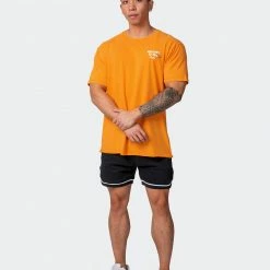 Muscle Nation Mens MN Squad Oversized Vintage Tee - Washed Fireball